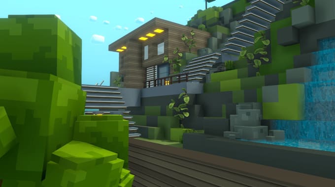 3d voxel art environment, sandbox model character, asset for VR and mobile