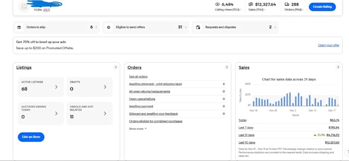 create ebay storefront, manage listings, research products, and list prod