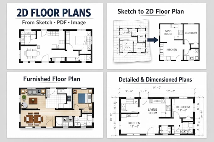 Draw accurate 2d floor plans from sketch, pdf or image by Funkiest | Fiverr
