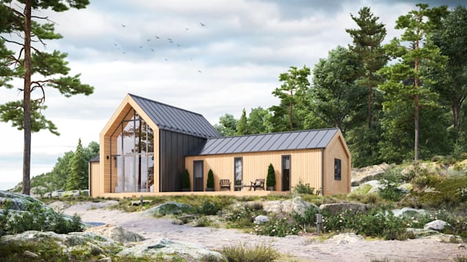 redevelop commercial architecture, prefab structure, render industry house, cgi