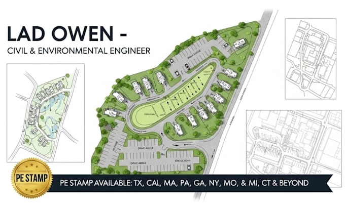 campground and rv park map, roadway, parking lot, render site plan, vector maps