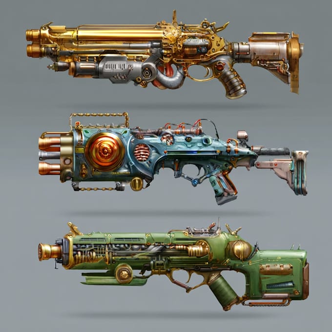 design a 2d sci fi hard surface weapon or prop model