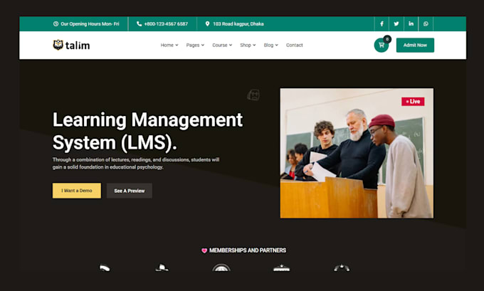 build education website lms website educational elearning website course website