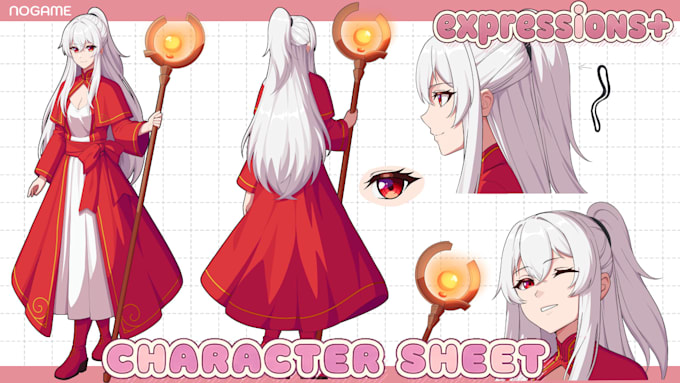 design a professional character sheet with multiple views