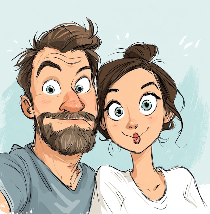 draw minimalist cute couple,single illustration for you