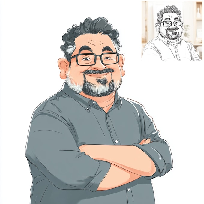 create unique realistic caricature logo