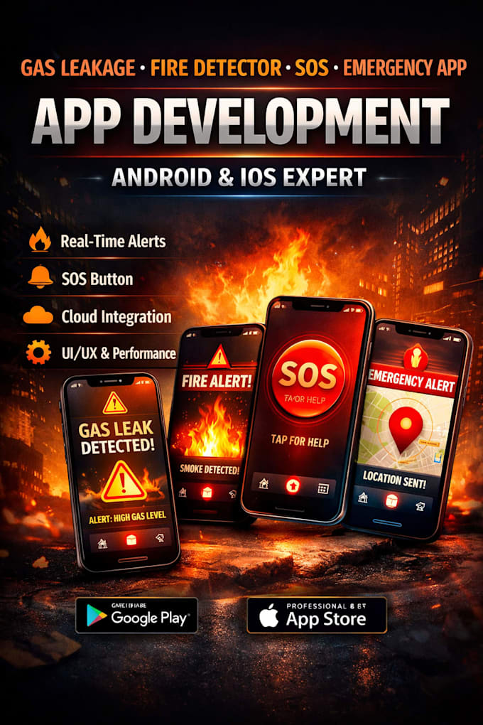 develop gas leakage detector app, fire detector app, sos app, emergency app