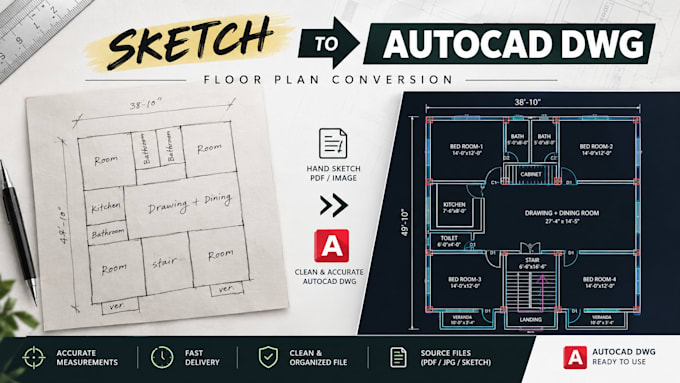 convert PDF or sketches to autocad