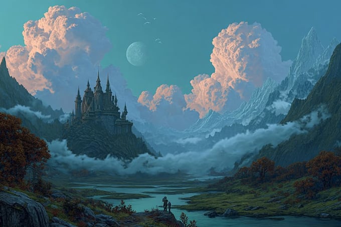 craft mystical fantasy landscape illustrations