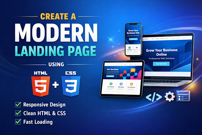 Create a clean and modern landing page with html css by Adhithiya05 ...