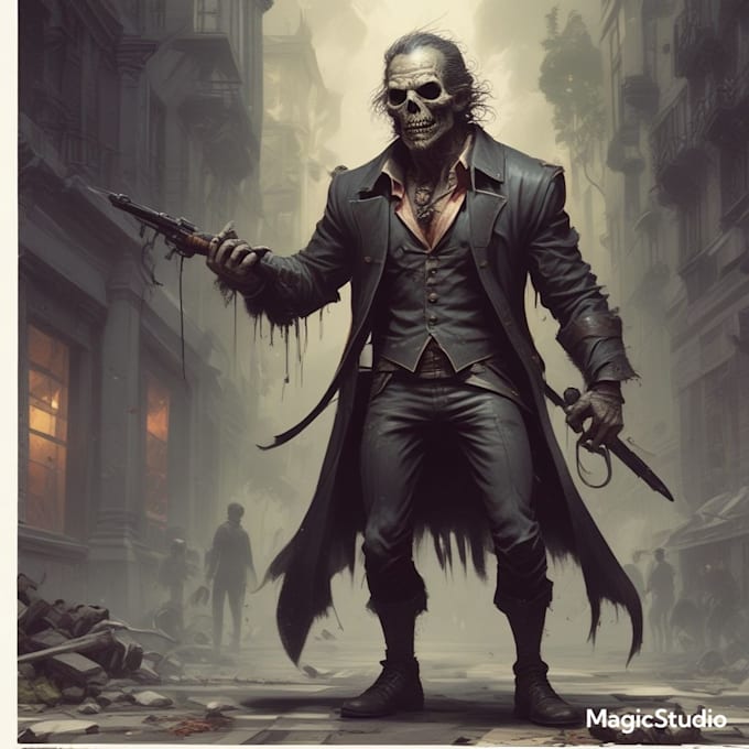 draw a horror and fantasy horror character art