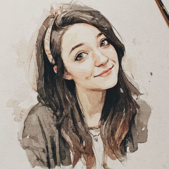 draw watercolor pet portrait