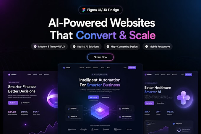 do clean professional figma landing page for ai,  saas