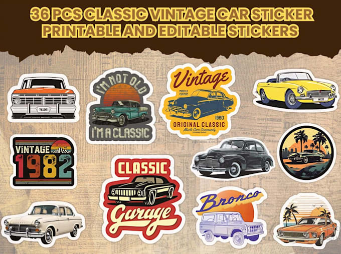 make high resolution classic vintage car sticker logo