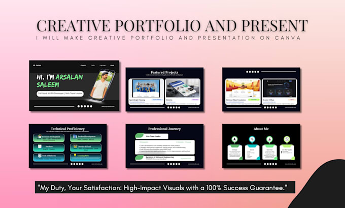 creative portfolio and presentation on canva
