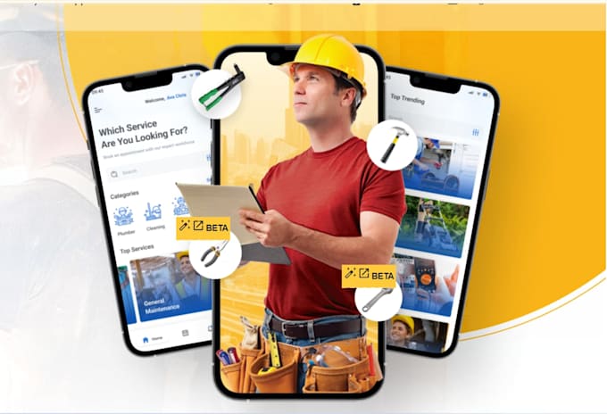 develop handyman service app, multivendor aggregator handyman app urgent job app