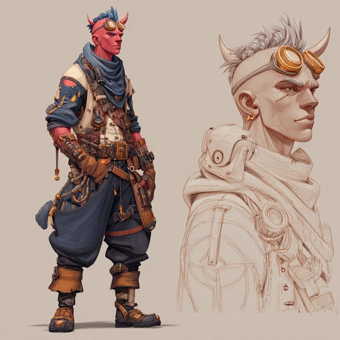 Create a character concept in fantasy sci fi art, game art by ...