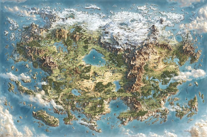 illustrate medieval fantasy and sci fi maps