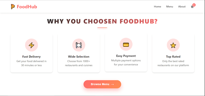 create a food ordering website for restaurants and college projects