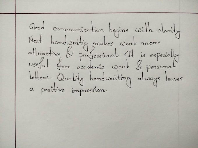 do neat and professional handwriting in english