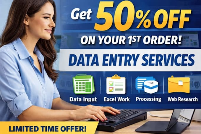 provide accurate bulk data entry on time with 50 percent off on your first order