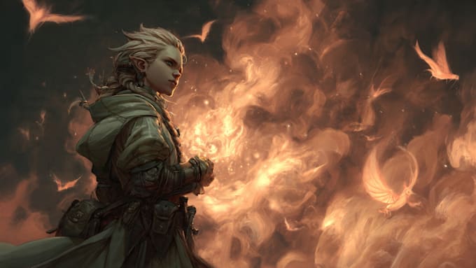 paint a character illustration in a fantasy world