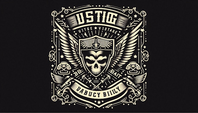 create a vintage shield  logo with t shirt design