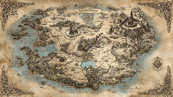 Make fantasy city map for dnd map illustration world vector map novels ...