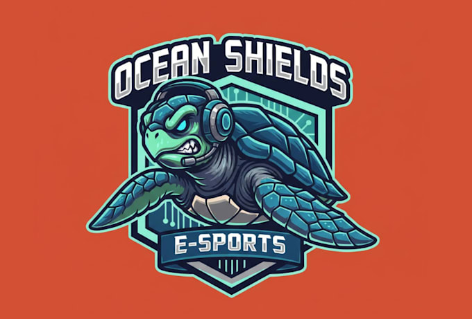 create awesome style sea turtle mascot e sport logo in very short time