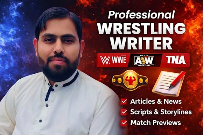 write wwe, aew, tna wrestling articles, scripts, and blogs