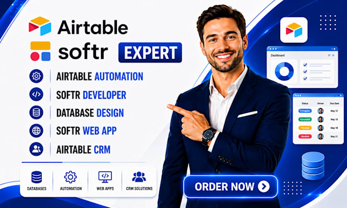 setup airtable database, airtable automation, softr, softr webapp,airtable CRM,
