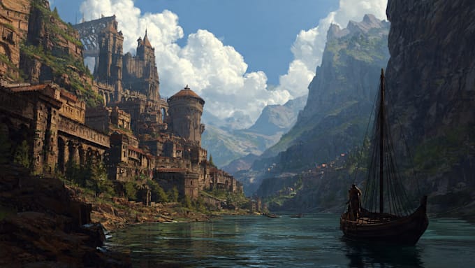 design detailed fantasy landscapes and environments
