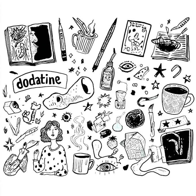 draw cute doodles, icons for kids flashcards, game