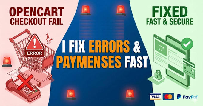fix opencart errors, checkout and payment issues urgently