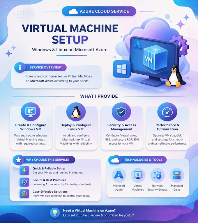 setup azure virtual machine windows linux server with remote access