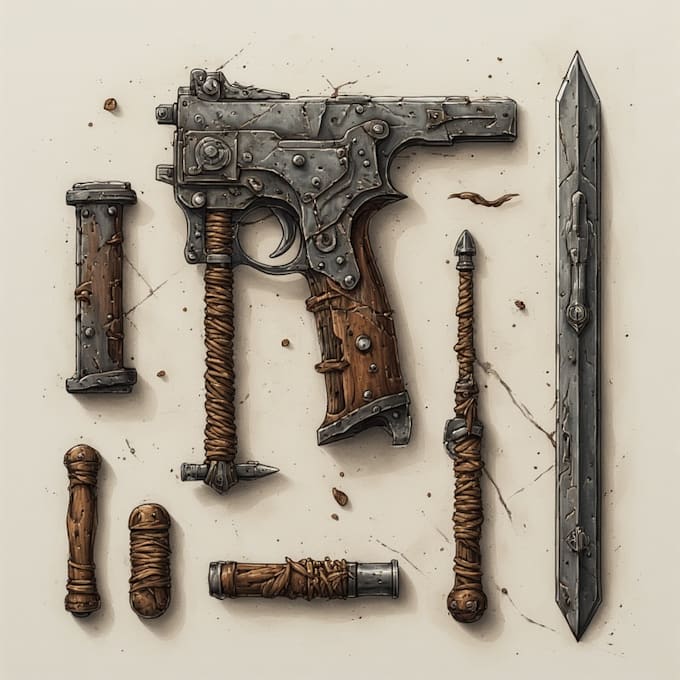 Design creative concept art of weapons and items by Leellisaa9 | Fiverr