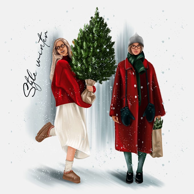 create winter illustration for social media or cards