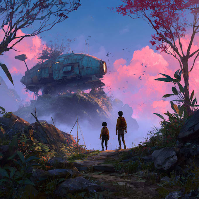 create a fantasy background and landscape ai