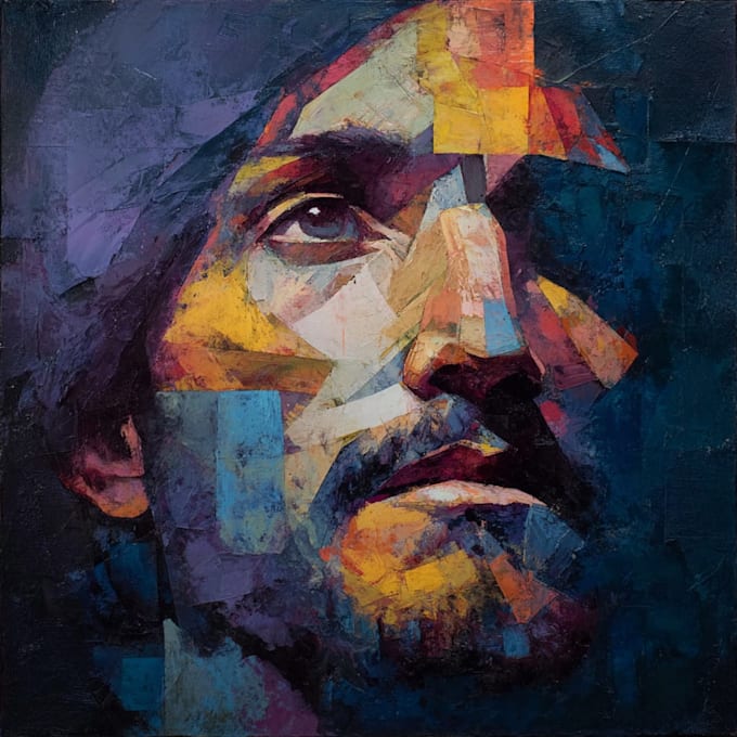 do expressive colorful abstract portraits