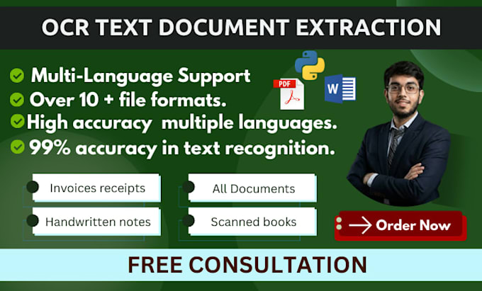 do text extracting from pdfs, images, docs using ocr python