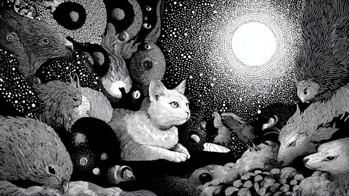 draw black and white illustrations