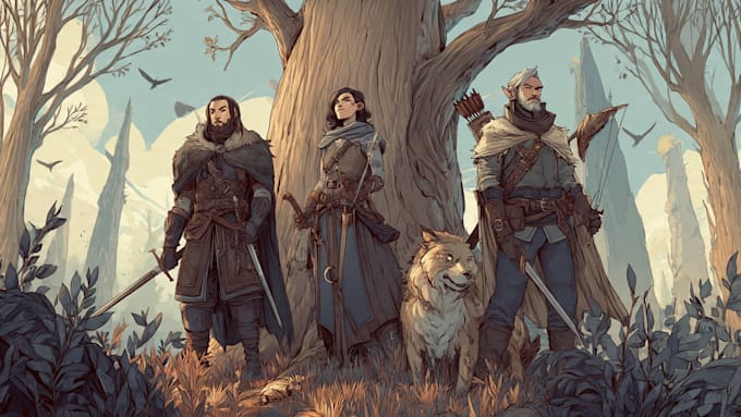 make dnd party and dnd character commission art