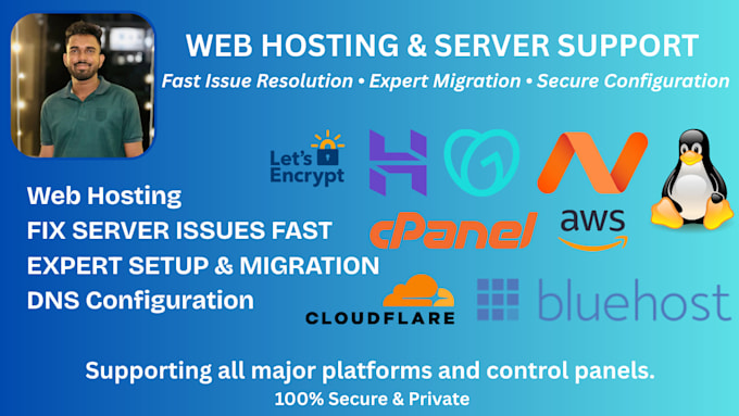 setup web hosting, fix server issues, configure domains and install SSL