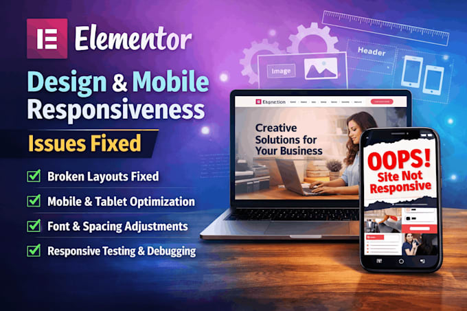 fix elementor layout, design and responsive issues in wordpress