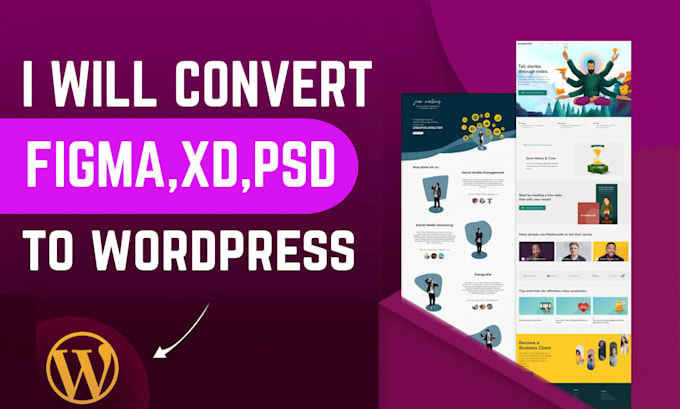 convert figma to wordpress, psd to wordpress, xd to wordpress website