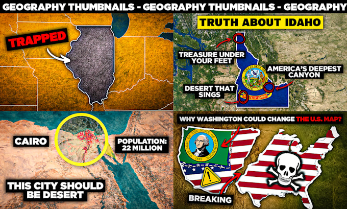 design creative map and geography youtube thumbnails
