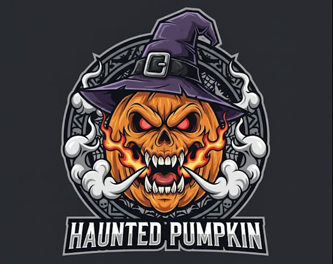 create halloween pumpkin mascot logo design for brand