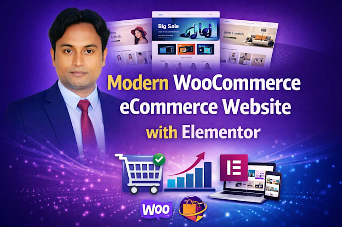 design a modern woocommerce ecommerce website with elementor