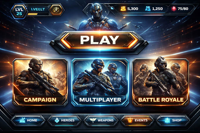 design professional game UI menu