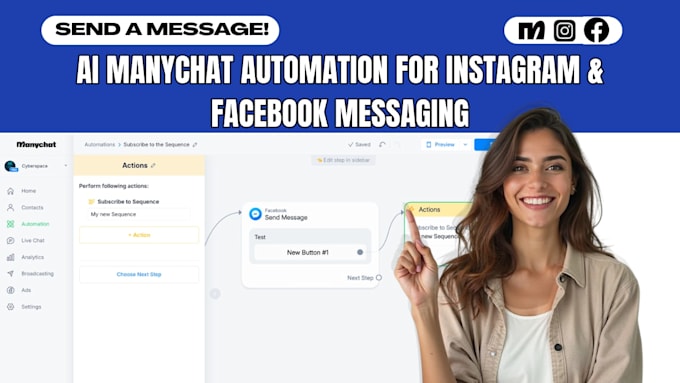 Setup manychat ai chatbot instagram facebook messenger automation flows ...